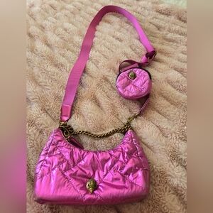 Kurt Geiger Metallic Pink Hobo Bag with Pouch